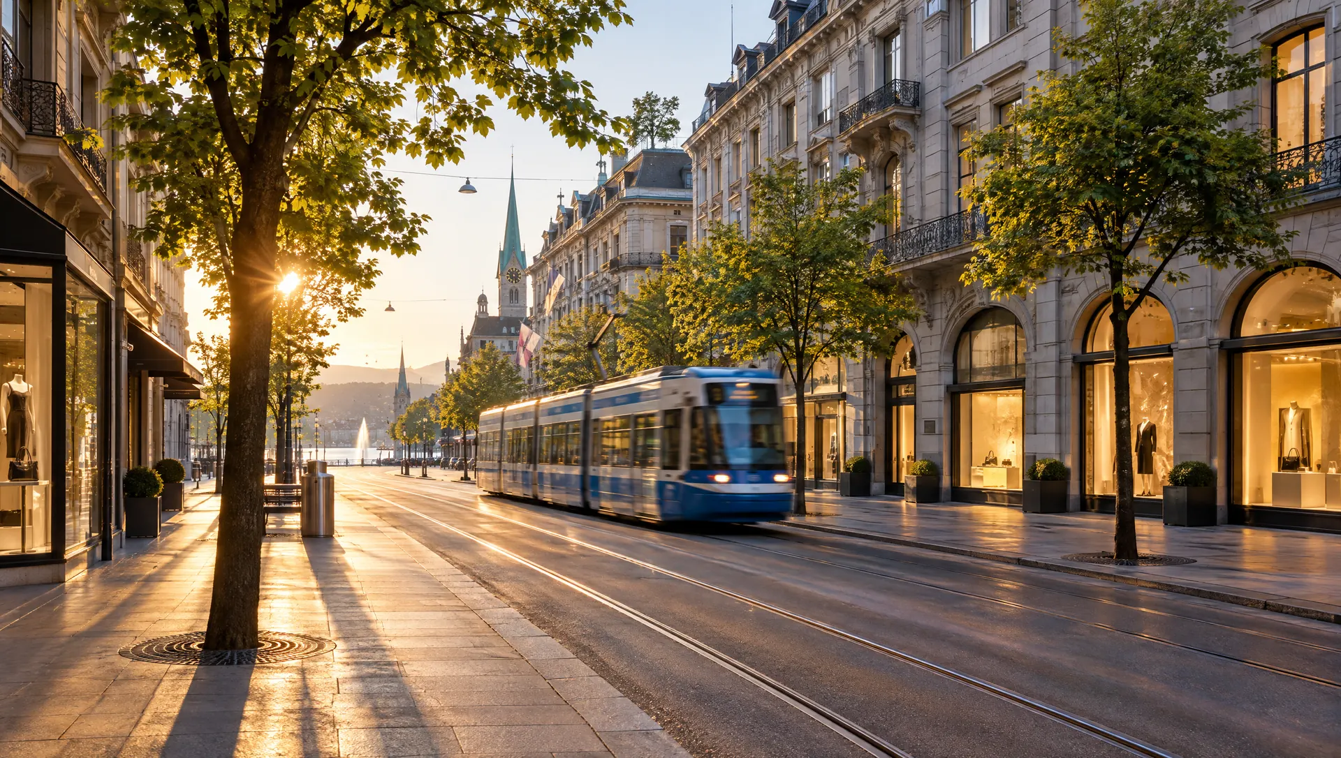 Zurich's Bahnhofstrasse in the early morning