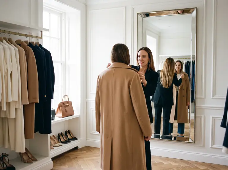 Gianfranca with a client in front of the mirror