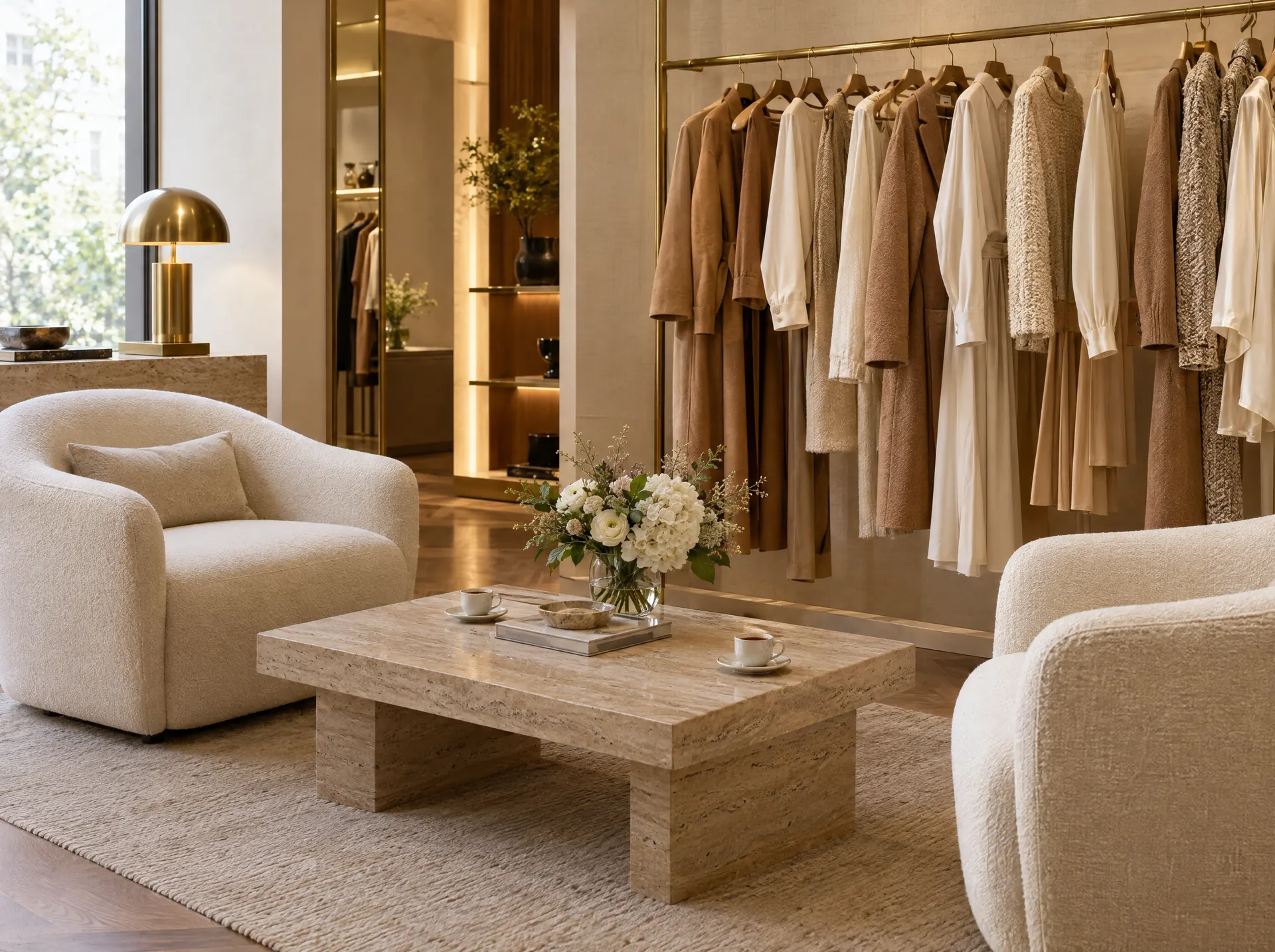 A private client lounge prepared for an appointment